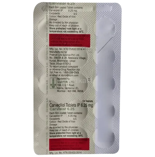 carvistar 6.25mg tablet 15's